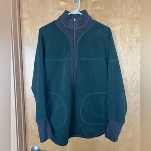 Free People Forest Green Half-Zip Sweatshirt